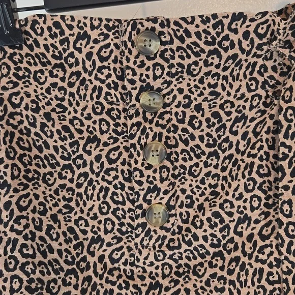 American Eagle Leopard Print Black & Brown Paper Bag Waist Mini Skirt Large - Picture 4 of 9